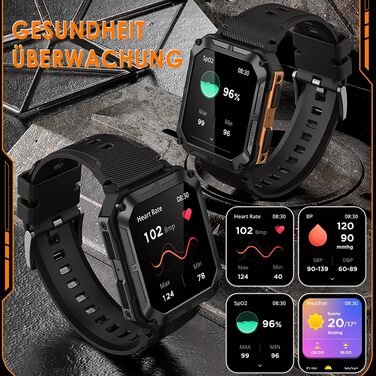 Тактичний смарт-годинник для чоловіків Military Watch: водонепроникний IP68, 1.83