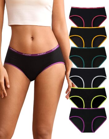 Сліпекс жіночі бавовняні труси INNERSY, комплект 6 шт., гіпсі, комфортні, кольорові, чорні, розмір L