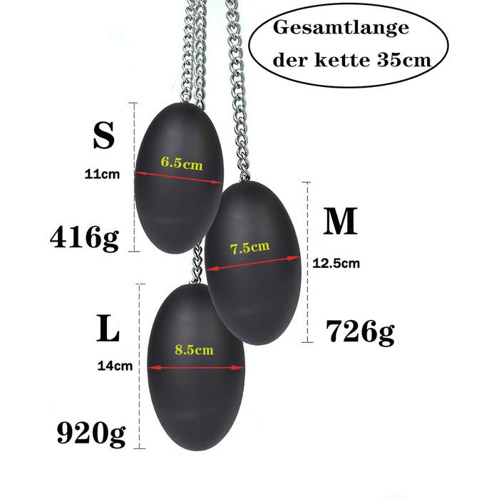 Анальний плаг з нержавіючої сталі з ланцюжком, анальний м'яч, кулі для ануса, великі овальні анальні плаги, анальні кулі трьох розмірів, анальний дилататор з великим анальним м'ячем. Іграшки для дорослих для чоловіків та жінок (M)