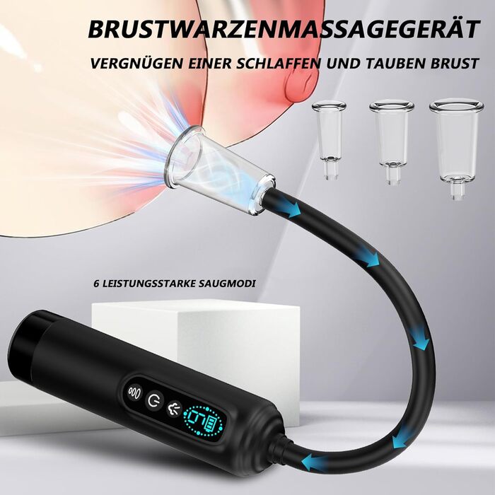 Електрична вакуумна пампушка для жінок з 6 рівнями потужності, для кліторальної та вагінальної стимуляції, 5 присосок (2 великі + 3 малі) - секс-іграшки для жінок та пар