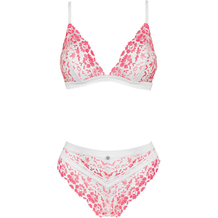 Obsessive Spitzen Set I Комплект бюстгальтера та трусиків I Жіноча білизна I Сексі жіноча білизна I Комплекти жіночої білизни Obsessive I Розмір L/XL, Рожевий