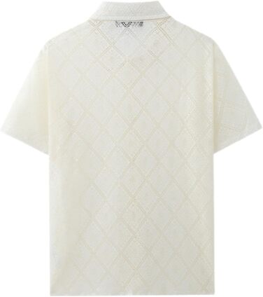 Чоловіча сорочка SOOUICKER з мереживом, коротким рукавом, прозора, в стилі vintage, для відпочинку та вечірок, біла