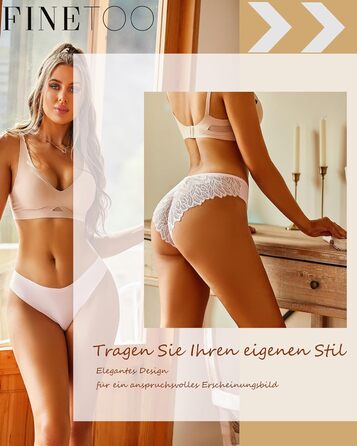 Набір трусиків FINETOO з 6 шт. - безшовні, мереживні, з низькою талією, S-XL