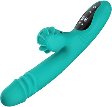 Вібратор для жінок з 9 функціями, підігрівом та телескопічним дизайном. Масажний дildo з силікону - іграшка для дорослих, зелений