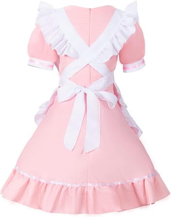 Костюм для косплею Irtysh Anime: Французька служниця з кроликом, солодкий та милий стиль Каваї, рожевий комплект з вушками, рукавичками та шкарпетками (XXL)