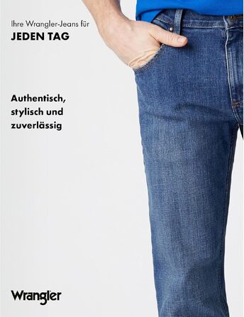 Чоловічі джинси Wrangler Straight Regular Fit середньої посадки, синьо-чорні (Mid Stone), W32 L36