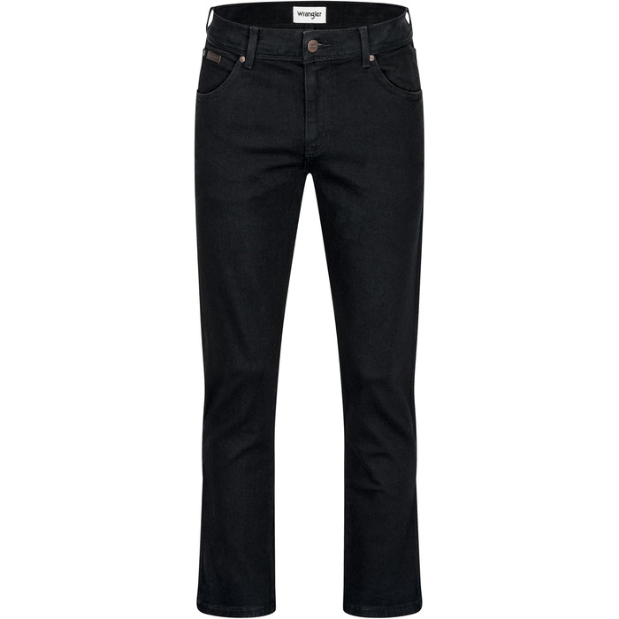 Чоловічі стрейч-джинси Wrangler Texas Regular Fit Authentic Straight, чорні (Black Overdye), з ременем, розмір 34W/32L