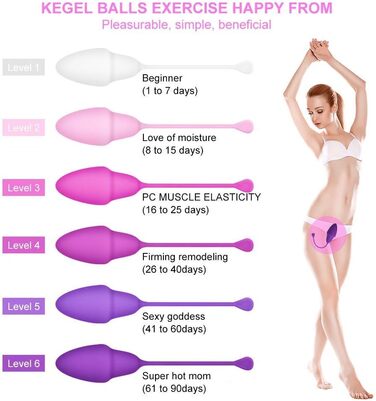 JIELUO Набір тренувальних кульок для підсилення м'язів тазу - 6 шт. для жінок. Тренування м'язів тазу, контроль сечовипускання, сили та координації. Силіконовий тренажер для жінок