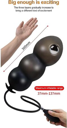 Надувний анальний дildo-розтягувач з підсвічуванням (чорний)