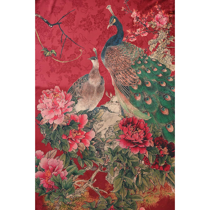 Жіночий халат-кімоно Ledamon: довгий, квітковий, бордовий (один розмір)