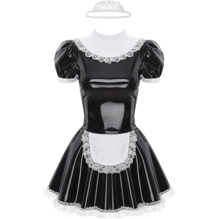 Костюм горничної з короткими рукавами, чорний (L), Xnihocha