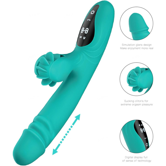 Вібратор для жінок Rabbit з 9 функціями та підігрівом (зелений)