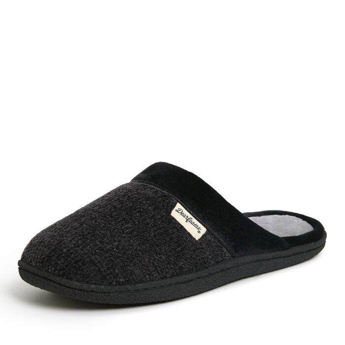 Жіночі капці-клоги Dearfoams Wide Width з chenille та стількою з стьобаної тканини, розмір 40/41 EU, чорні