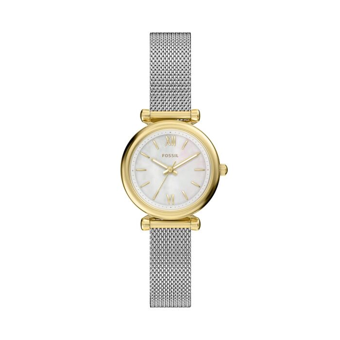 Жіночий кварцовий годинник Fossil Carlie золотистого кольору зі сталевим браслетом (28мм, Rich Gold)
