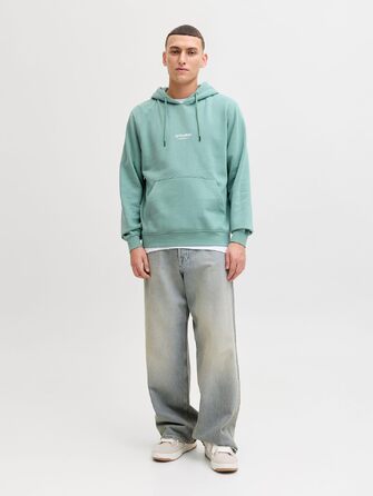 Чоловічий худі Jack & Jones з принтом, органічна бавовна, Mineral Blue, розмір XL