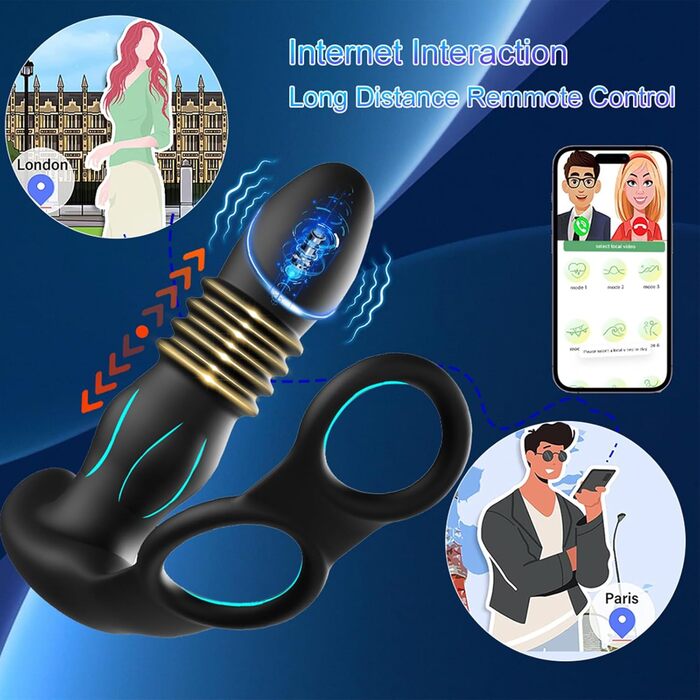 Вібратор для чоловіків PQKuss з кільцем на пеніс, 10 режимів, масажер простати, анальний масажер, для стимуляції, для пар, секс-іграшка