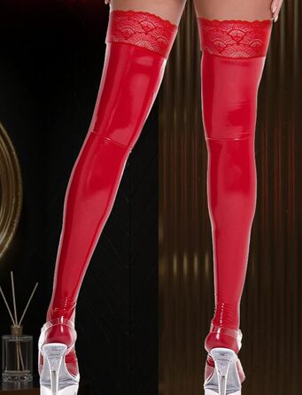 Чулки-шкарпетки Overknee з мереживом, червоні, XL. Сексуальні, антиковзаючі панчохи для дорослих.