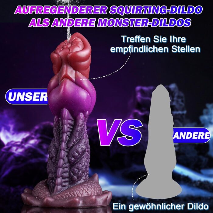 Силіконовий дildo-дракон зі спреєм, 19 см, анальний плаг для жінок та чоловіків