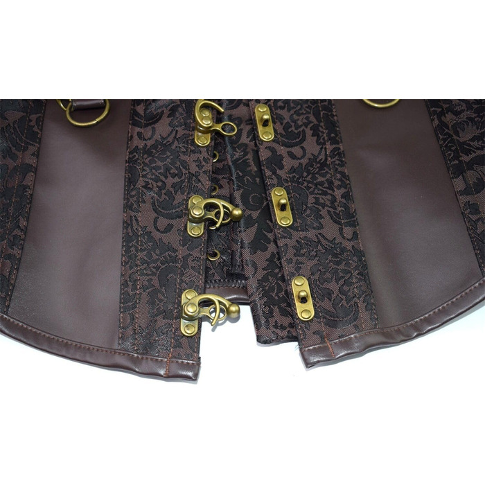 Корсет Steampunk KUOSE для жінок з великою грудьми, штучна шкіра, розміри S-6XL (M, Коричневий-11)