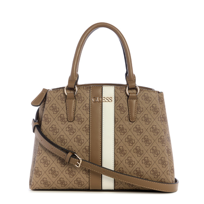 Жіноча сумка-сатчел GUESS Larisha з трьома відділеннями, колір Latte-Logo