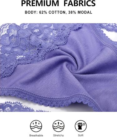 Танга жіночі набір 5 шт. безшовні труси з мереживом, бавовна, мікрофібра, різні кольори (M)