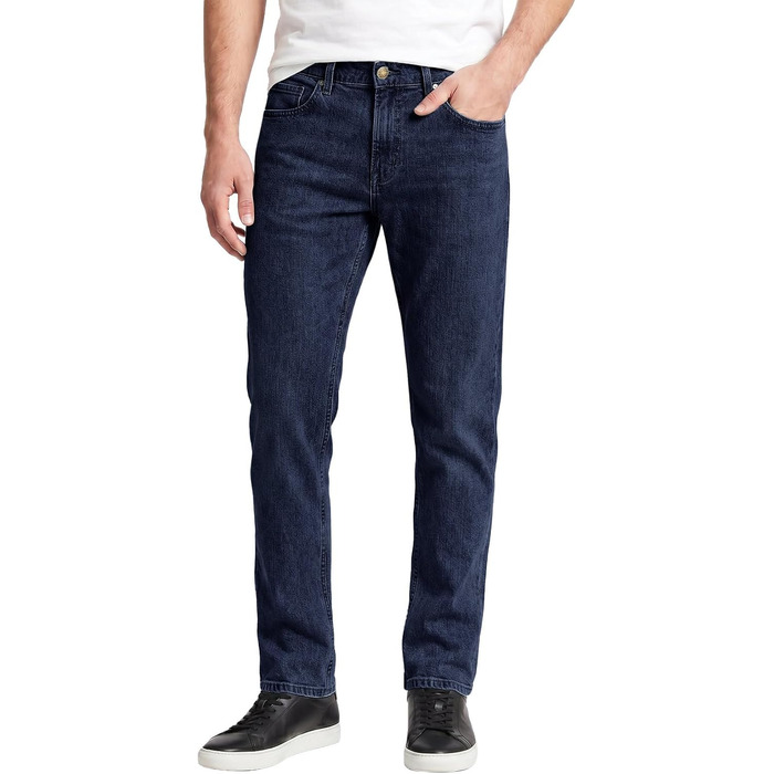 Чоловічі джинси Runcati Slim Fit з бавовни та стрейч, однотонні темно-сині штани для повсякденного та ділового стилю (31W / 30L)