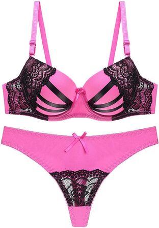 Сексуальна жіноча білизна: комплект з мереживом, V-подібний виріз, push-up, бежевий, Китай, розмір 42