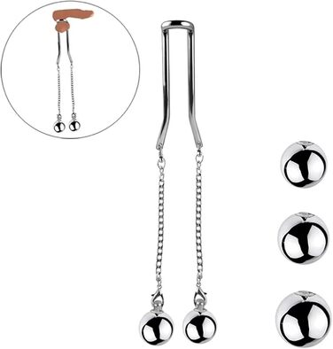 Сталевий Ball-Stretcher Hrekssi з металевими кульками (2 шт.) - кільце для статевих органів, CBT, вага для яєчок, тренажер для покращення ерекції, для чоловіків, 25 мм