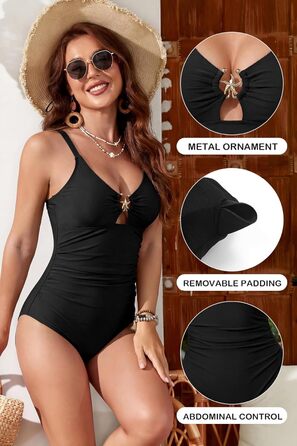 Купальник жіночий SHEKINI з вирізом, контролем живота, флуоресцентний рожевий (S, Чорний)