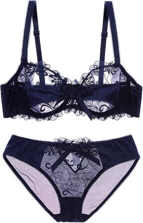 Комплект жіночої білизни Necalisi: бюстгальтер з пуш-ап та трусики, синій (80C)