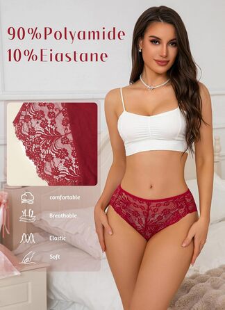 Сліпекс жіночі мереживні, безшовні, великі розміри, 6 шт. (чорний*2, червоний*2, рожевий*2)