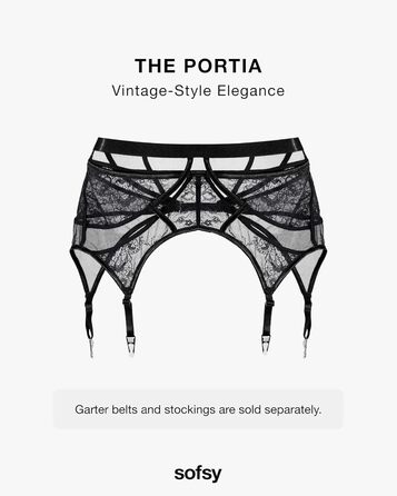 Чорний мереживний комплект білизни Softy Strapsgürtel: страп-ремені, стринги, мереживо, для жінок