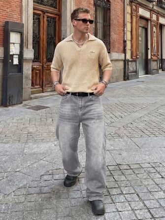 Чоловічі широкі джинси Baggy JMIERR у стилі Y2K, сірий денім, вуличний стиль Streetwear, розмір M