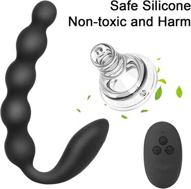 Анальний вібратор LZMYZ з 10 режимами вібрації, 2 мотори, перлини для масажу простати, для чоловіків, жінок та пар