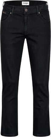 Чоловічі стрейч-джинси Wrangler Texas Regular Fit Authentic Straight, чорні (Black Overdye), з ременем, розмір 34W/32L