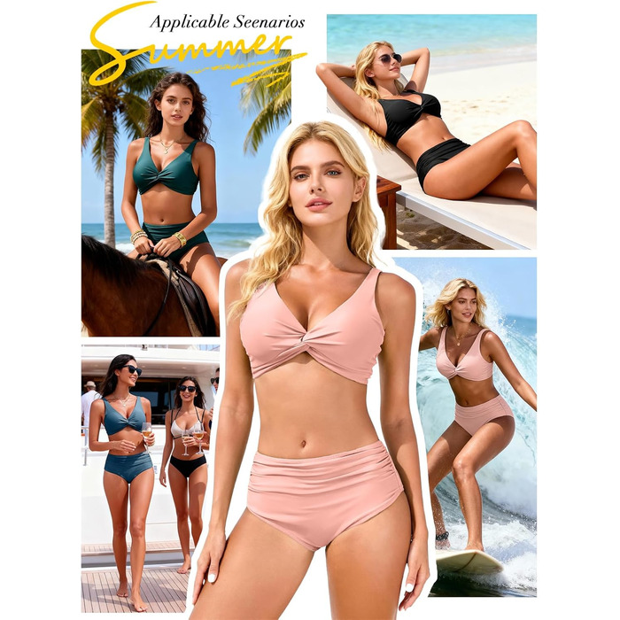 Бікіні Push-Up Damen: Роздільний купальник з ефектом пуш-ап, рожевий, розмір S. Купальник з високою талією для пляжу та басейну