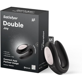 Satisfyer Double Joy Connect App - парний вібратор для пар | Керування через додаток | Чорний | 9 см