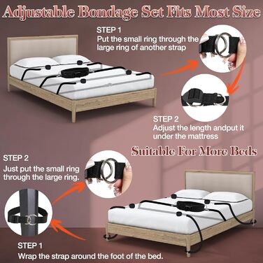 Набір для БДСМ-зонування: 12 предметів для пар. Еротичні іграшки для дорослих з наручниками, фіксаторами для ніг, обручем, засліпкою та ін. Чорний колір.