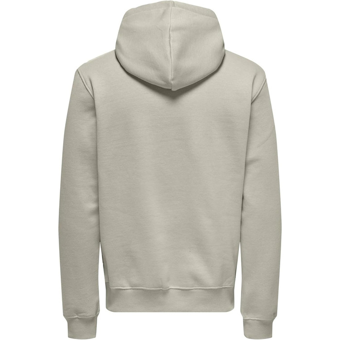 Чоловічий худі Only & Sons Onscurated Regular Fit з капюшоном, колір Silver Lining, розмір XXL