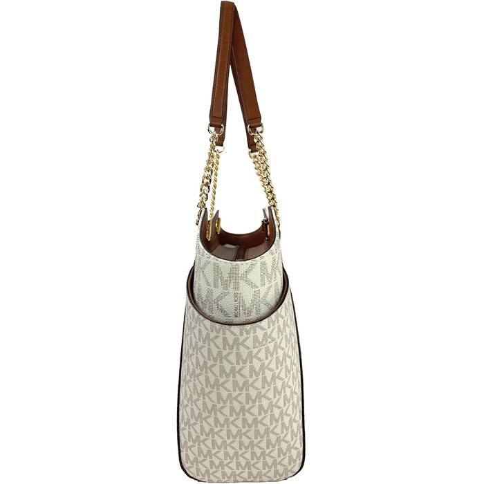 Жіноча сумка-шопер Michael Kors Jet Set Large Tote з кнопним кишенею, колір Vanille