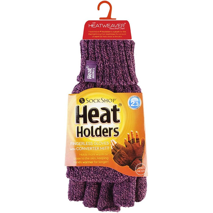 Жіночі зимові терморукавички без пальців Heat Holders, зігріваючі, фіолетові (2.3 tog)