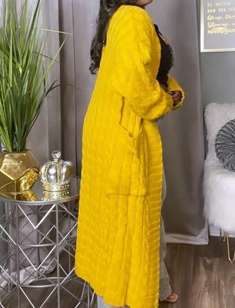 Жіночий піжамний комплект 3 шт.: теплий піжамний костюм з капюшоном, Sherpa, нічна сорочка, шорти на пупок (XL, кардиган, жовтий)