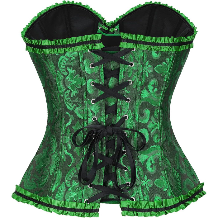 Корсетний топ для жінок TRIWORKS, сатиновий шнурівка-корсет Bustier для талії, святковий одяг для карнавалу та Різдва, чорний та зелений, розмір XXL