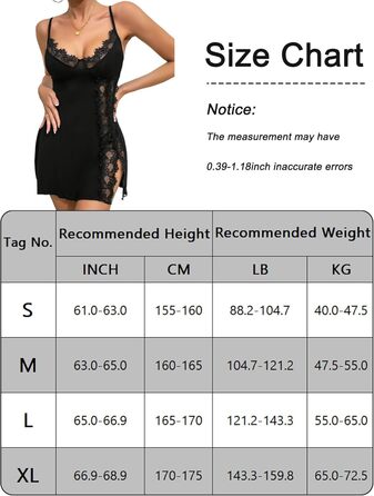 Babydoll для жінок: сексуальна нічна сорочка з вирізами та розрізом, мереживна піжама, чорний колір, розмір S