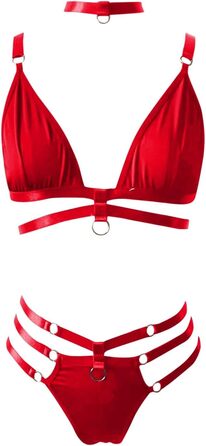 Жіночий комплект спідньої білизни SRZYJ: мереживний боді з глибоким V-подібним вирізом. Сексуальна піжама, еротична білизна, комплект нижньої білизни для дорослих. Колір: червоний, розмір: M