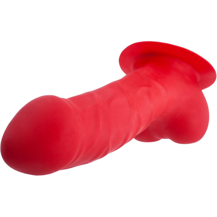 Латексний пеніс-чохол Carlos Schaftlänge 15см, червоний, з основою для приклеювання до латексу - реалістичний пеніс-чохол з великим мошонкою та виразною головкою, MADE IN GERMANY