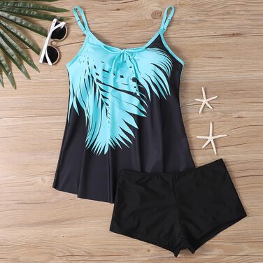 Tankini жіночий з ефектом корекції фігури, пляжний купальник роздільний великого розміру (4XL, чорний). Купальник Tankini для літа