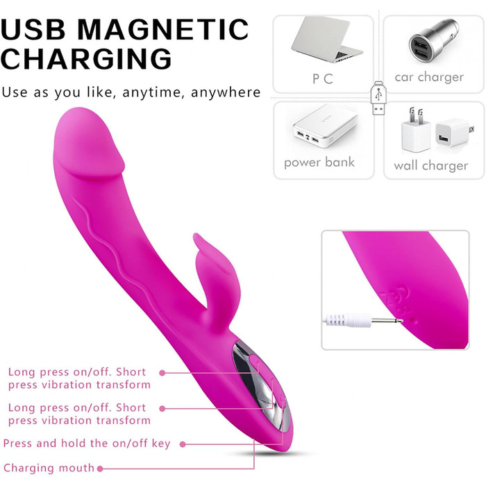 Вібратор G-точка з силікону для жінок, 7 режимів, Rabbit Vibrators, червоний