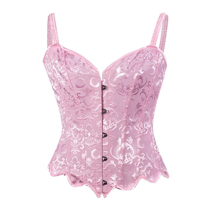 Жіноче корсетне топик з бретелями Overbust, готичний корсет, бюстгальтер, топик, карнавальний костюм, топик для корекції фігури, рожевий, XL