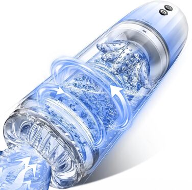 Електричний секс-іграшка для чоловіків з 7 режимами всмоктування та 7 режимами обертання, реалістична вагінальна текстура, IPX7, синій